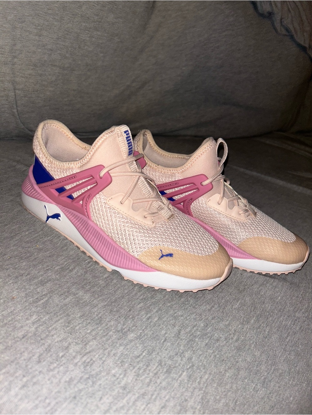 Asics Women's Pink and Blue Mesh Athletic Sneakers